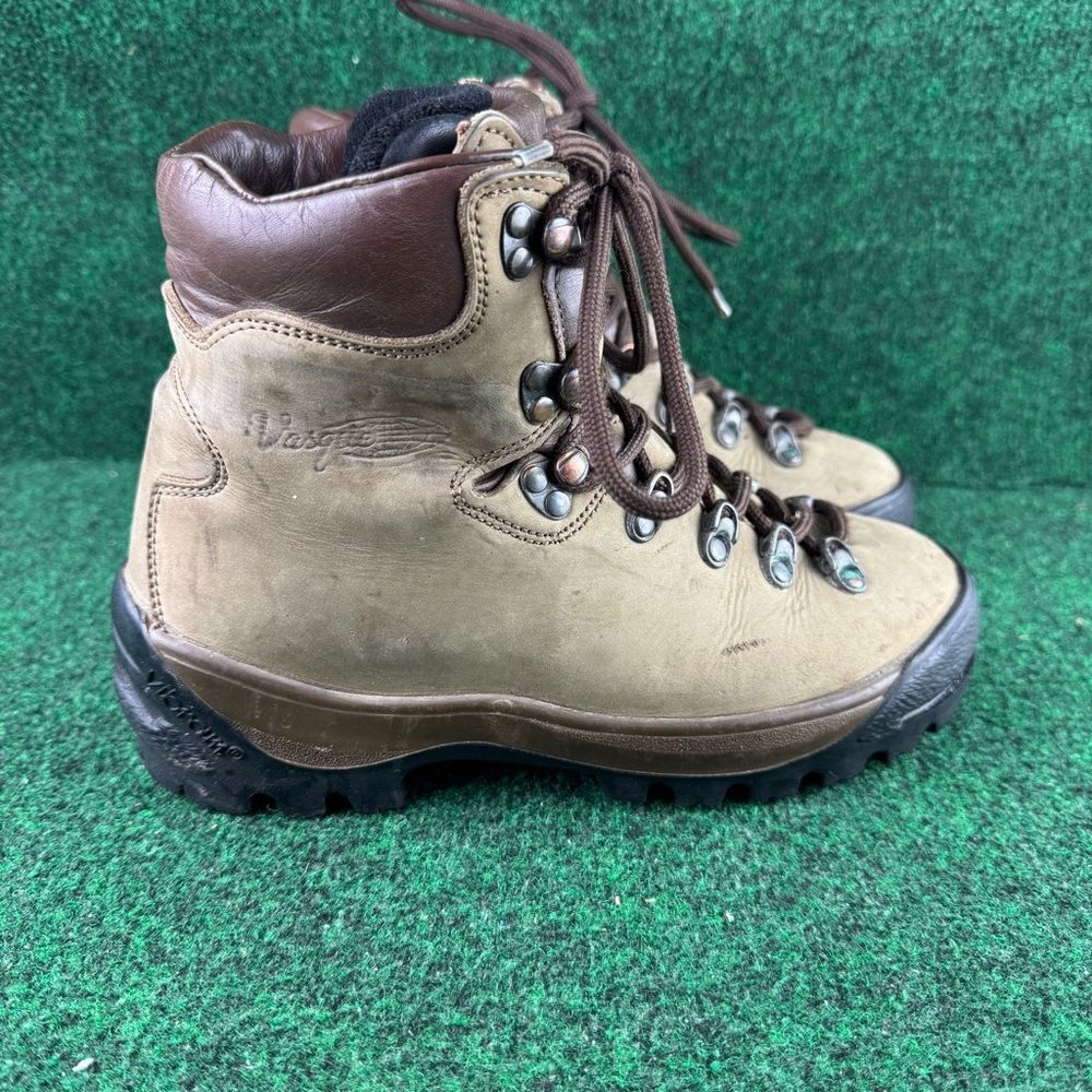 Vasque Cowhide Leather Brown Hiking Boots Men 7.5 Womens 9 Made In Italy
